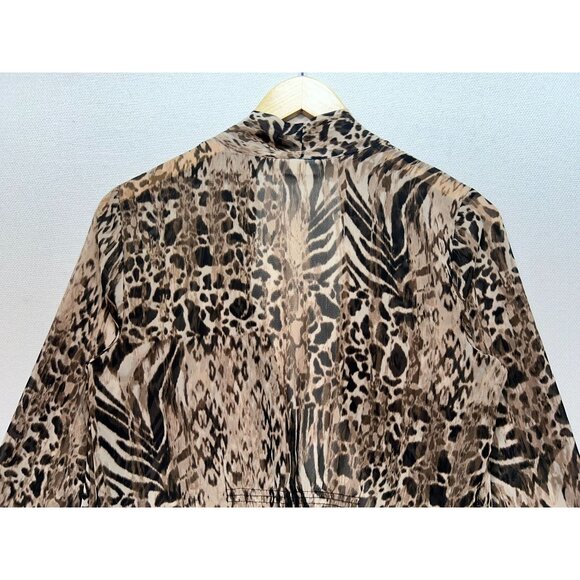 Dana Buchman Womens Coatigan Jacket Brown Snakeskin Animal Print Open Front Y2K - Picture 9 of 11